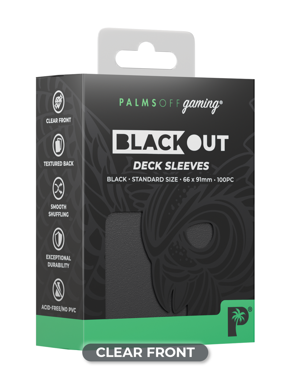 Palms Off Gaming Blackout Deck Sleeves – Standard Size – Black – 100pc